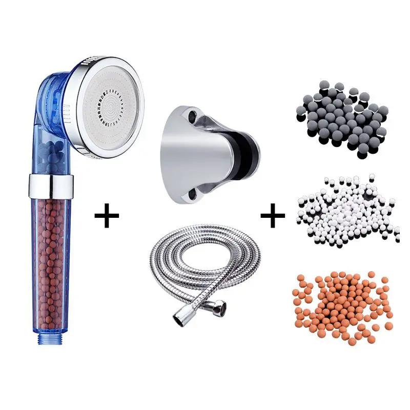 Pressurized Negative Ion Shower Head With Three Mode Water Outlet And Massage Spray by null