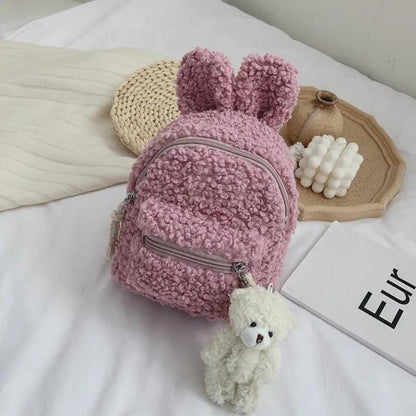 Wild Travel Cartoon School Backpack For Kids Woolen Cloth Mini Student Bag With Adjustable Straps 19cm By 13cm By 19cm by null