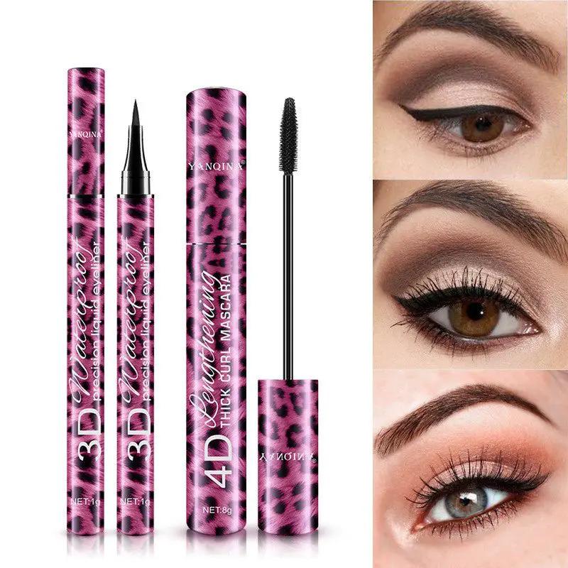 Red Leopard Eyeliner And Mascara Set Makeup Duo For Bold Eye Look 2 In 1 Kit Waterproof by null