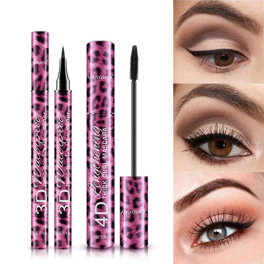 Red Leopard Eyeliner And Mascara Set Makeup Duo For Bold Eye Look 2 In 1 Kit Waterproof by null