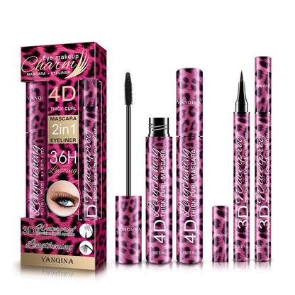 Red Leopard Eyeliner And Mascara Set Makeup Duo For Bold Eye Look 2 In 1 Kit Waterproof by null
