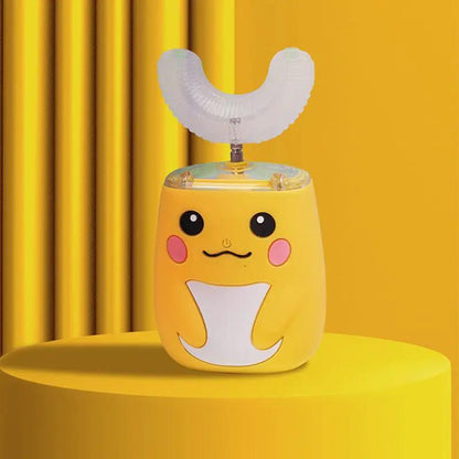 U Shaped Electric Toothbrush For Children Acoustic Wave Toothbrush USB Powered Soft Silica Gel Pink Yellow Blue by null