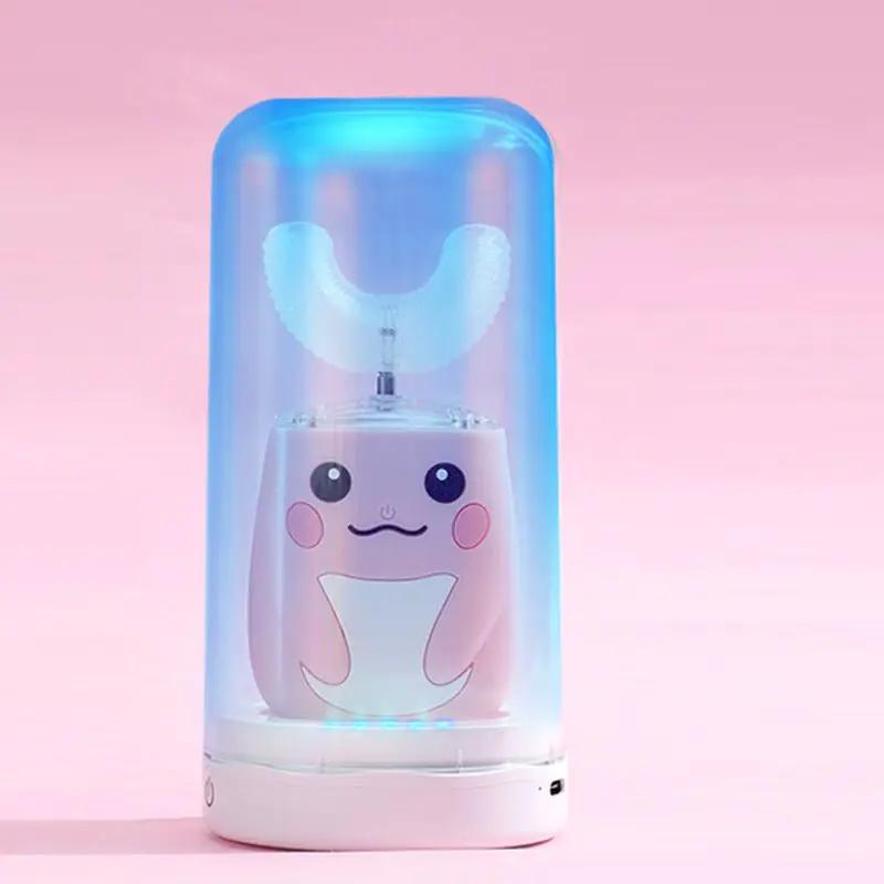 U Shaped Electric Toothbrush For Children Acoustic Wave Toothbrush USB Powered Soft Silica Gel Pink Yellow Blue by null