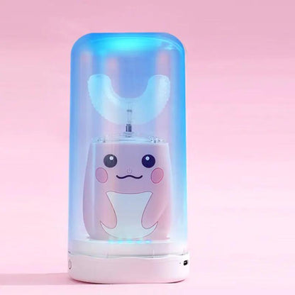 U Shaped Electric Toothbrush For Children Acoustic Wave Toothbrush USB Powered Soft Silica Gel Pink Yellow Blue by null