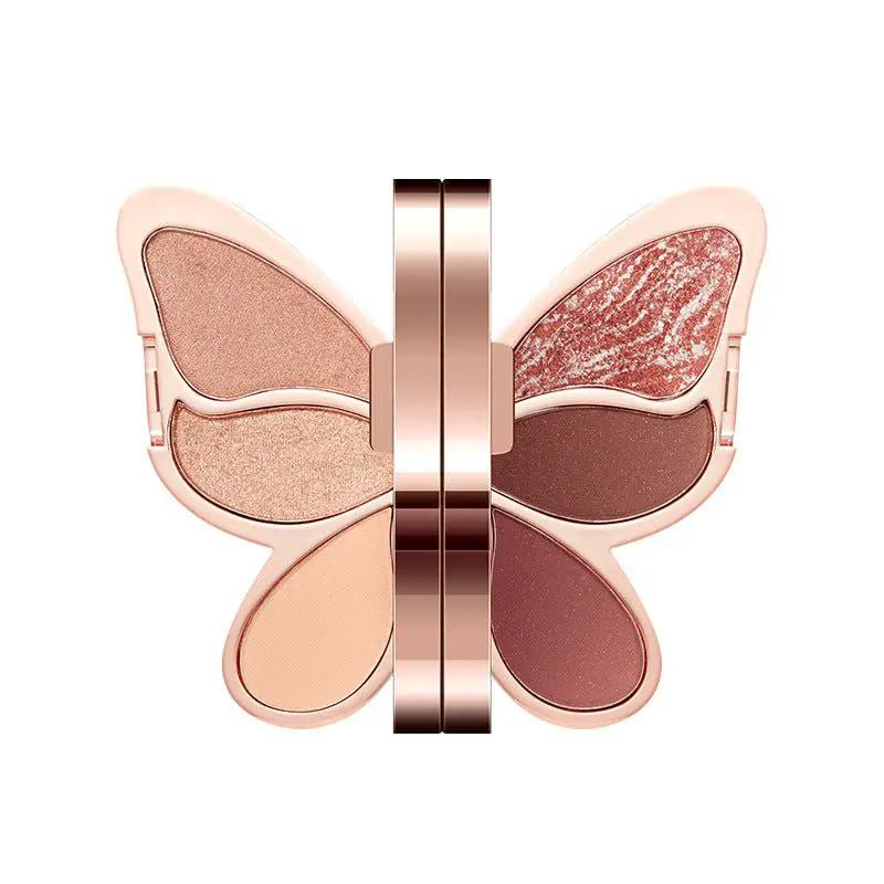 Butterfly Shaped 6 Color Eyeshadow Palette Matte Glitter Shimmer Pearl Sequins Lucky Koi Travel Friendly by null
