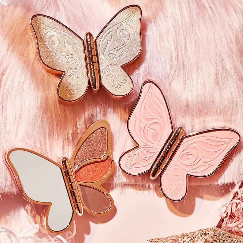 Butterfly Shaped 6 Color Eyeshadow Palette Matte Glitter Shimmer Pearl Sequins Lucky Koi Travel Friendly by null