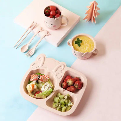Baby Cartoon Dinosaur Tableware Set for Children Wheat Fiber Dinnerware Irregular Shapes 10 Cm Diameter by null