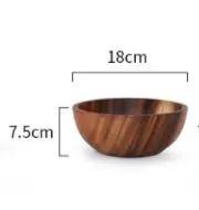 Handmade Wooden Bowl Natural Wood Kitchen Fruit Salad Bowl Japanese Style Decorative Lightweight Non Slip Heat Resistant by null