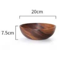 Handmade Wooden Bowl Natural Wood Kitchen Fruit Salad Bowl Japanese Style Decorative Lightweight Non Slip Heat Resistant by null