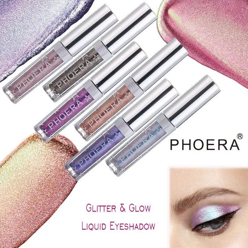 PHOERA Magnificent Metals Glitter and Glow Liquid Eyeshadow Set in 12 Sparkling Colors by null