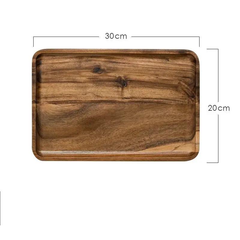 Rectangular Wooden Plate Hand Painted In Japanese Style For Breakfast And Fruit Large Plain Plate by null