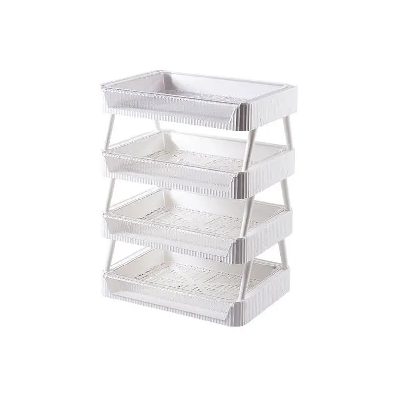 Kitchen Folding Storage Rack With Draining Basket For Fruit And Vegetable Storage And Stackable Organizer by null