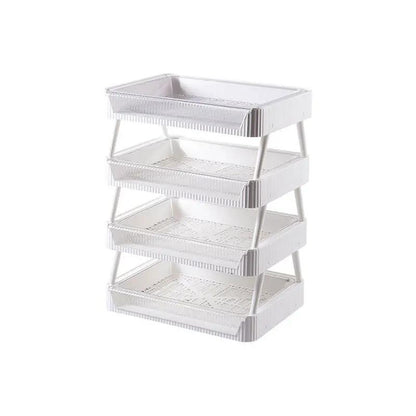 Kitchen Folding Storage Rack With Draining Basket For Fruit And Vegetable Storage And Stackable Organizer by null