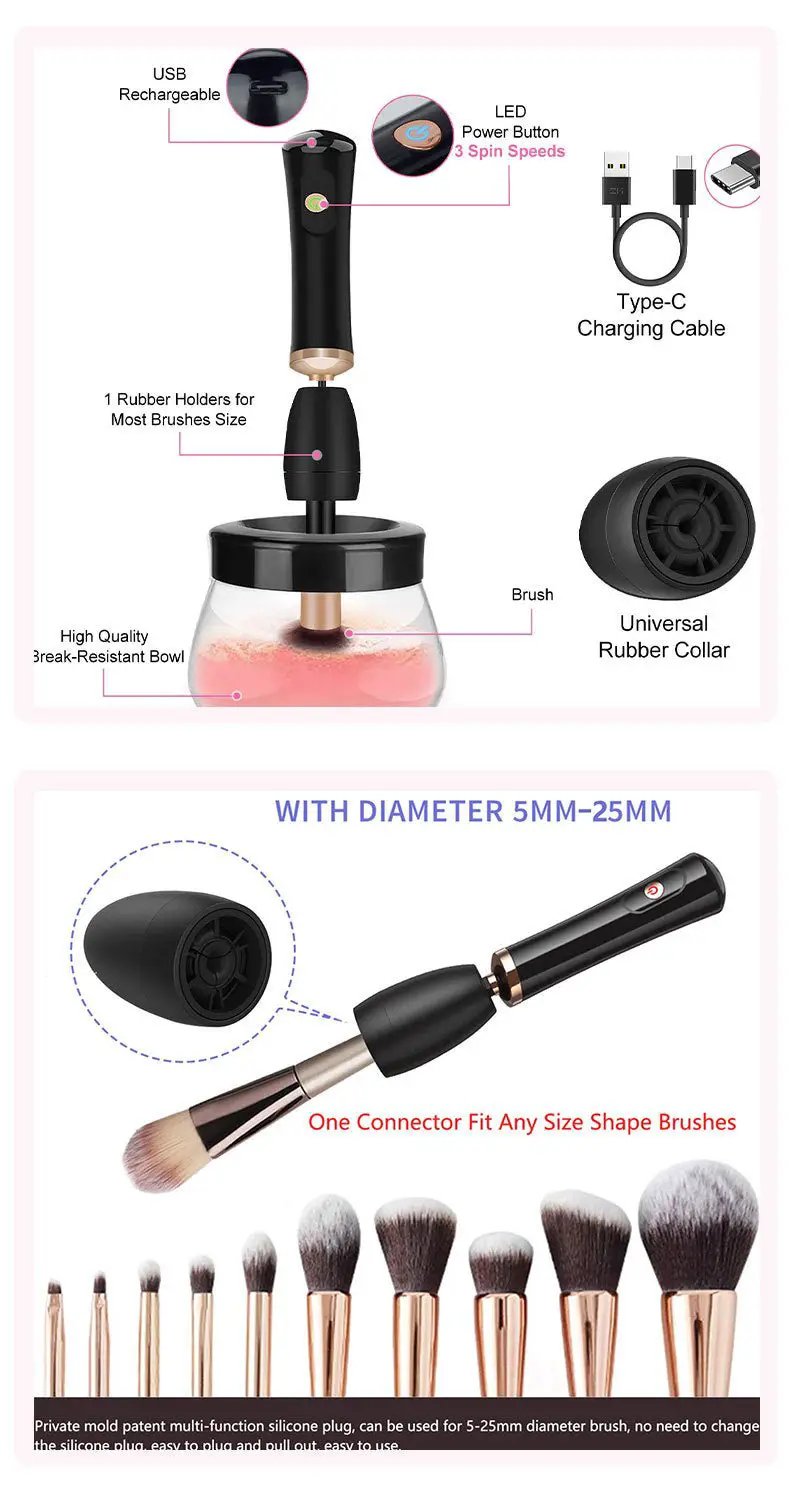 Makeup Brush Cleaning Machine Electric Scrubber For Deep Cleaning And Hygienic Makeup Brushes by null