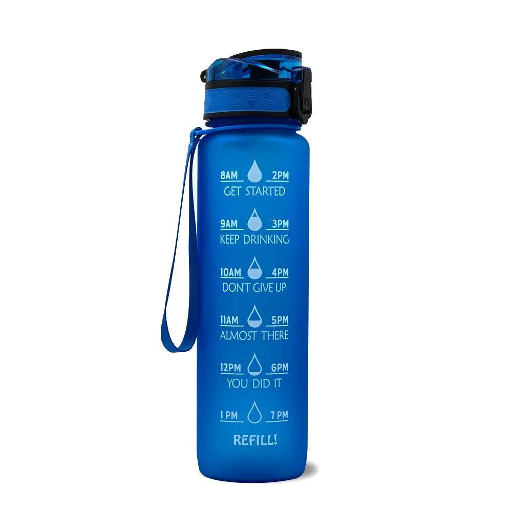 Leakproof 1L Tritan Water Bottle with Time Marker - Cycling Motivational Sports Fitness Cup by null