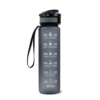 Leakproof 1L Tritan Water Bottle with Time Marker - Cycling Motivational Sports Fitness Cup by null