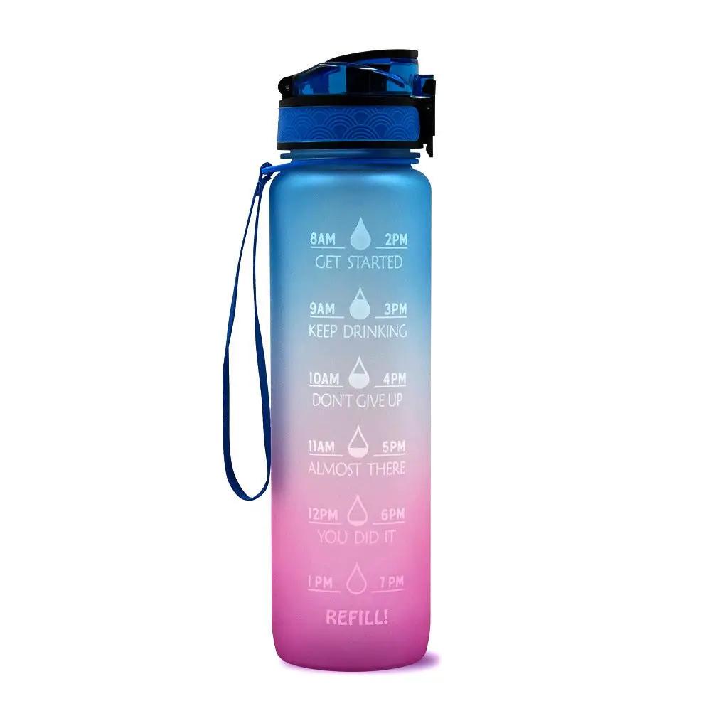 Leakproof 1L Tritan Water Bottle with Time Marker - Cycling Motivational Sports Fitness Cup by null
