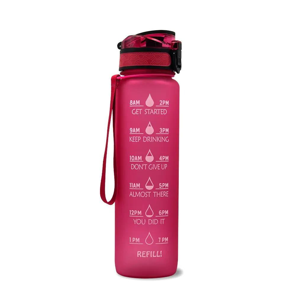 Leakproof 1L Tritan Water Bottle with Time Marker - Cycling Motivational Sports Fitness Cup by null