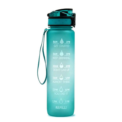 Leakproof 1L Tritan Water Bottle with Time Marker - Cycling Motivational Sports Fitness Cup by null