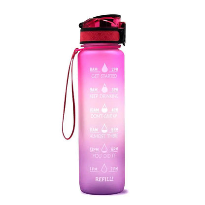 Leakproof 1L Tritan Water Bottle with Time Marker - Cycling Motivational Sports Fitness Cup by null