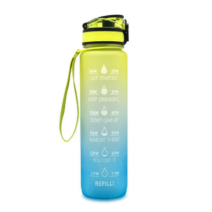 Leakproof 1L Tritan Water Bottle with Time Marker - Cycling Motivational Sports Fitness Cup by null