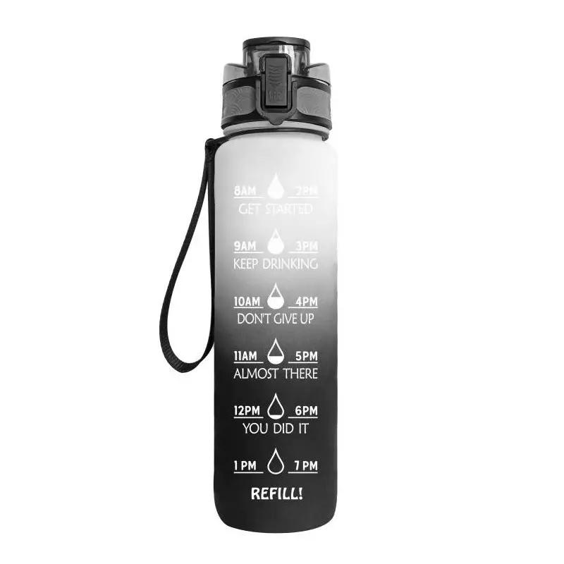 Leakproof 1L Tritan Water Bottle with Time Marker - Cycling Motivational Sports Fitness Cup by null