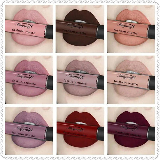 Matte Lip Gloss And Liquid Lipstick Non Sticky Cup Lip Color Set With Ten Options A Through J by null