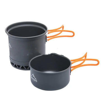 Widesea Ultralight Camping Cookware Set Aluminum Alloy Portable Two Piece Pot Dual Use Pot And Bowl Windproof Tableware by null