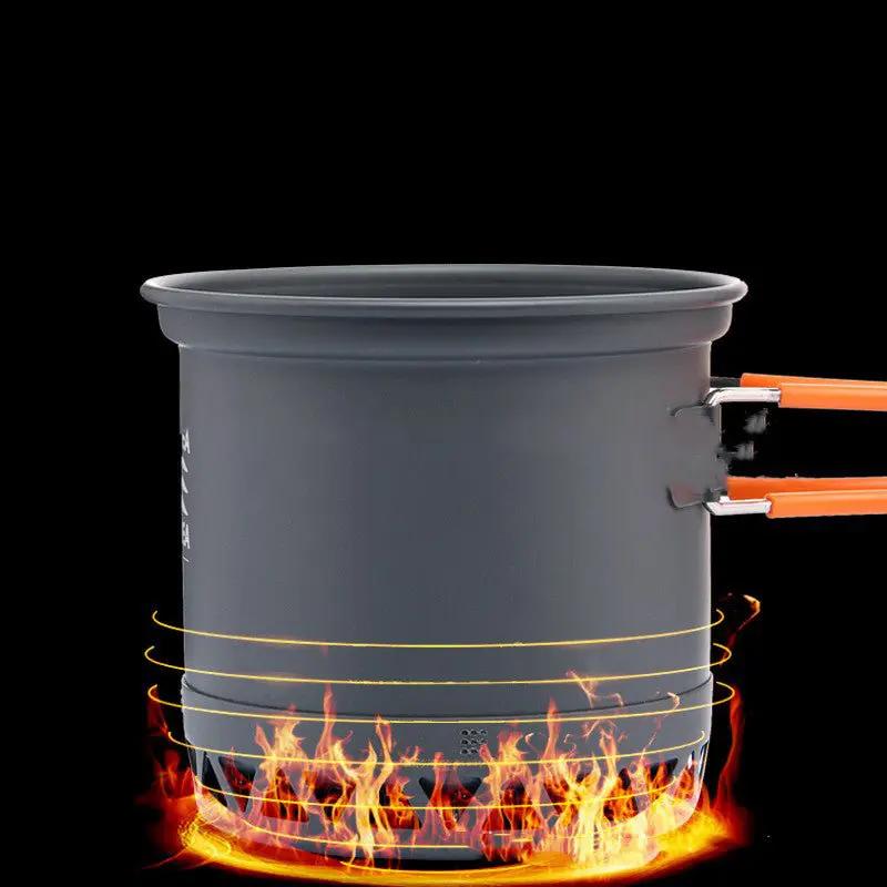 Widesea Ultralight Camping Cookware Set Aluminum Alloy Portable Two Piece Pot Dual Use Pot And Bowl Windproof Tableware by null