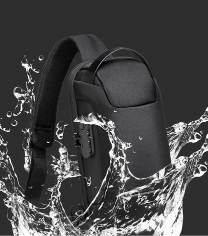 Canvas Chest Bag For Men Shoulder Bag With Zipper Closure Medium Size Mobile Phone And Certificate Pockets by null