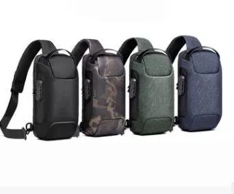 Canvas Chest Bag For Men Shoulder Bag With Zipper Closure Medium Size Mobile Phone And Certificate Pockets by null