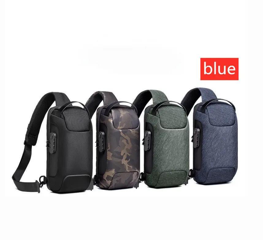 Canvas Chest Bag For Men Shoulder Bag With Zipper Closure Medium Size Mobile Phone And Certificate Pockets by null