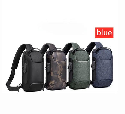 Canvas Chest Bag For Men Shoulder Bag With Zipper Closure Medium Size Mobile Phone And Certificate Pockets by null