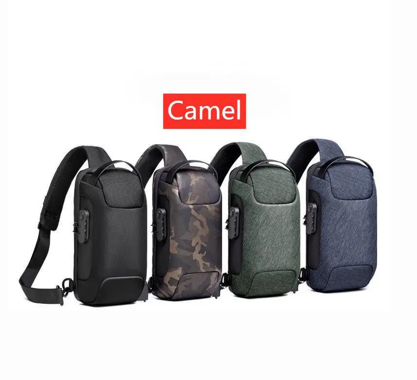 Canvas Chest Bag For Men Shoulder Bag With Zipper Closure Medium Size Mobile Phone And Certificate Pockets by null