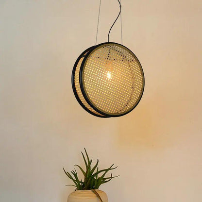 Vintage Rattan Chandelier for Restaurant Decor - Unique Lighting Fixture by null