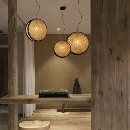 Vintage Rattan Chandelier for Restaurant Decor - Unique Lighting Fixture by null