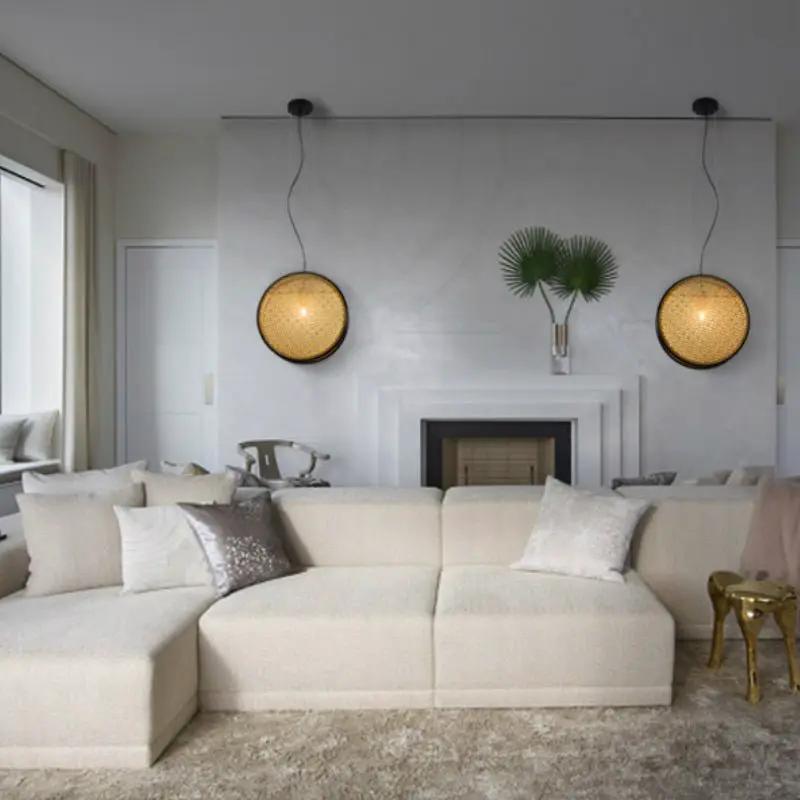 Vintage Rattan Chandelier for Restaurant Decor - Unique Lighting Fixture by null