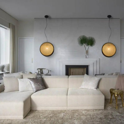 Vintage Rattan Chandelier for Restaurant Decor - Unique Lighting Fixture by null