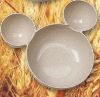 Wheat Straw Childrens Cartoon Bowl Set With Mickey Theme Kids Tableware Eco Friendly Gift by null