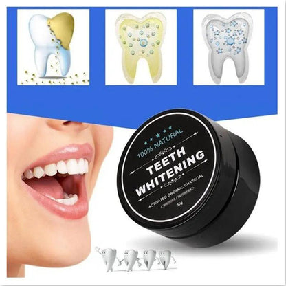 Activated Coconut Charcoal Teeth Whitening Powder For Oral Hygiene And Healthy Gums by null