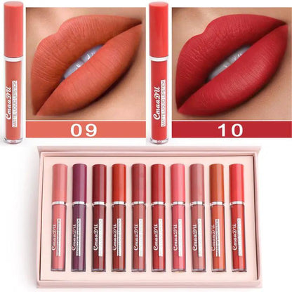 Waterproof Matte Lipstick Set 10 Piece Non Stick Long Lasting Smudge Proof Lip Colors For All Skin Tones by null
