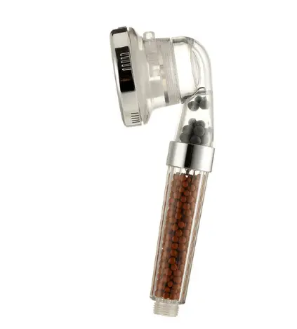 Pressurized Negative Ion Shower Head With Three Mode Water Outlet And Massage Spray by null