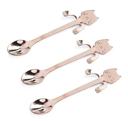 304 Stainless Steel Cat Handle Coffee Spoon With Hanging Hole Cartoon Design Colorful Options by null