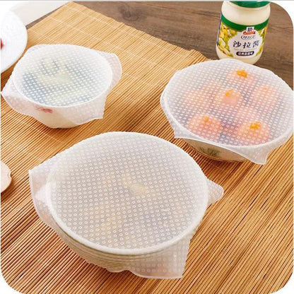 Reusable Silicone Stretch Wrap And Bowl Cover Set Microwave Safe Fridge Seal Anti Slip Tea Pad Food Grade by null