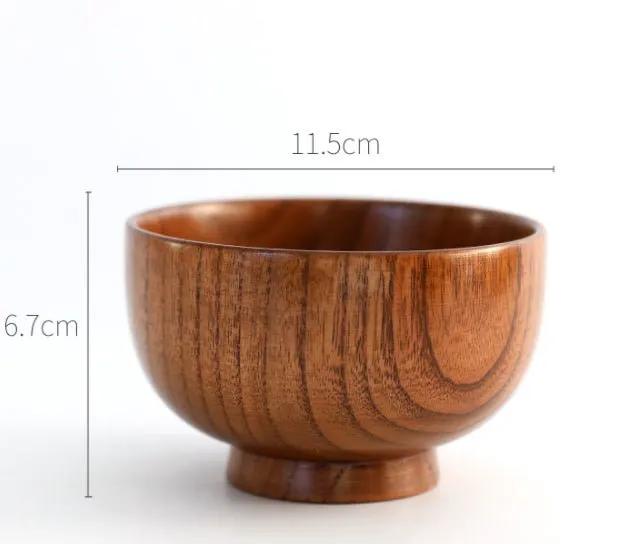 Wooden Round Bowls Set Four Pieces Natural Wood Color For Coffee Tea Meals Hotel Home Kitchen by null