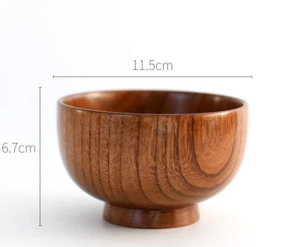 Wooden Round Bowls Set Four Pieces Natural Wood Color For Coffee Tea Meals Hotel Home Kitchen by null