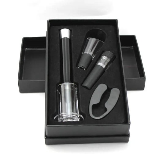 Aluminum Pneumatic Bottle Opener Set Four Piece Premium Wine Opener Kit with Aluminum Tube by null