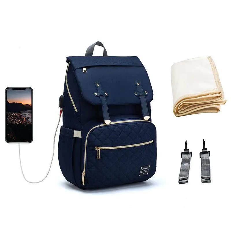 Lequeen Multifunctional Large Capacity Mummy Bag Diaper Bag With Shoulder And Crossbody Straps Oxford Cloth by null