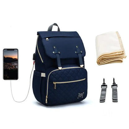 Lequeen Multifunctional Large Capacity Mummy Bag Diaper Bag With Shoulder And Crossbody Straps Oxford Cloth by null