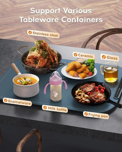Willing 250W Food Warming Mat With 3 Temperature Settings Warmer For Stainless Steel Ceramic Glass Enamelware Navy Blue by null